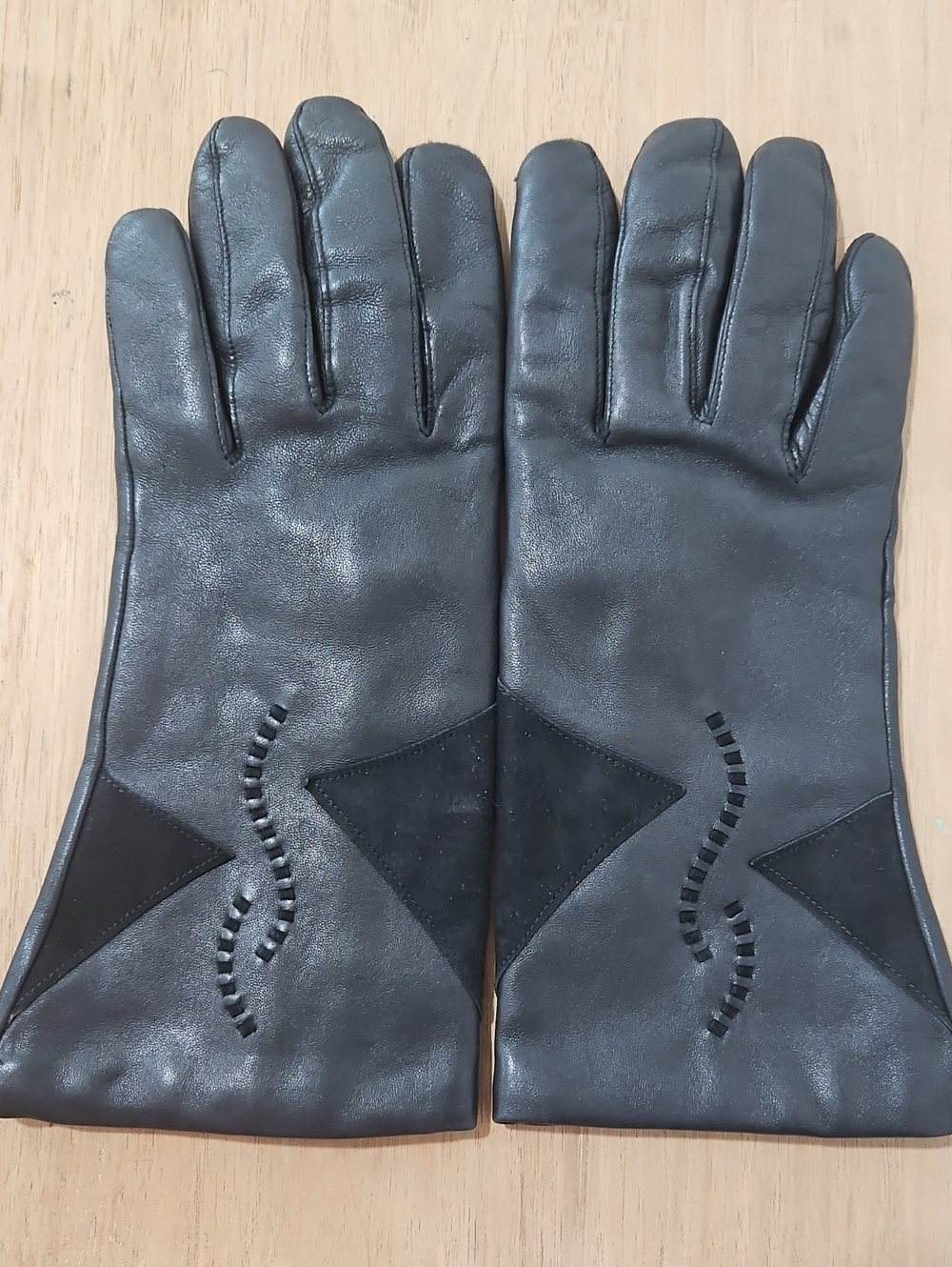 Vintage Roeckl German Black Leather Gloves Size 7.5